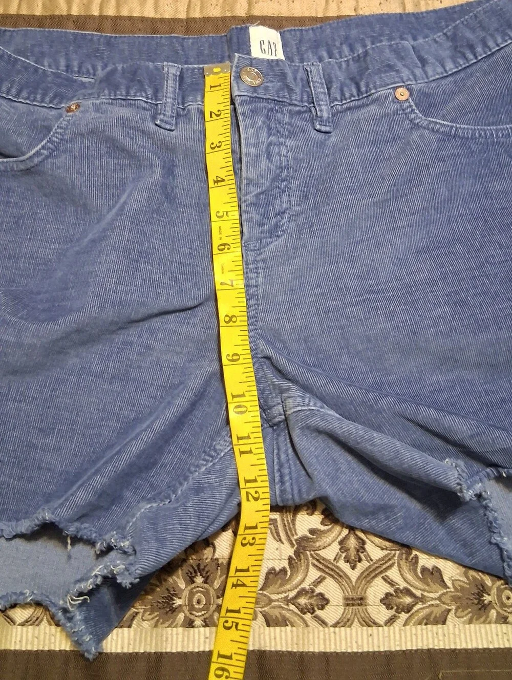 GAp Women Corduroy Short Cutoff Mid Rise Blue Sz16‎ Fray Hem Summer Casual